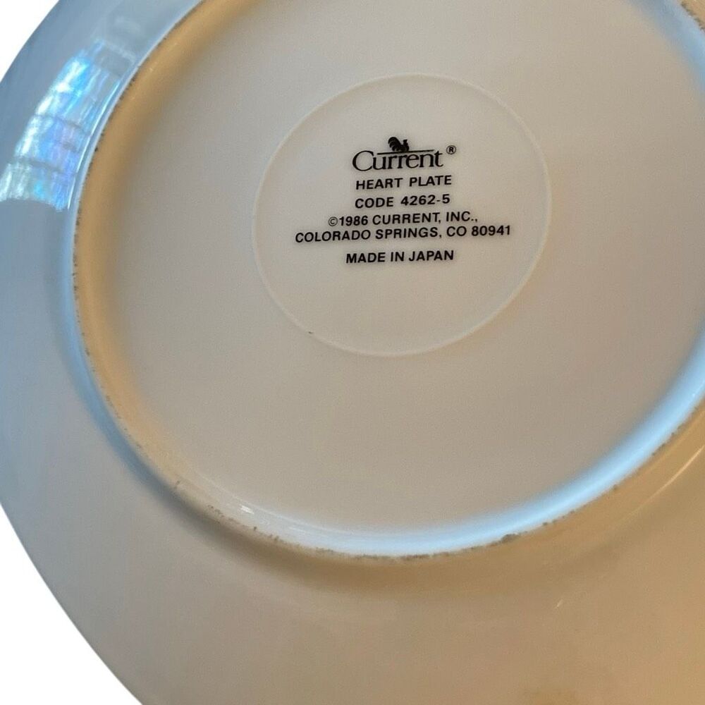 Vintage 80s Heart Shaped Plate Current Cottagecore Trinking Dish Valentines - Picture 3 of 5
